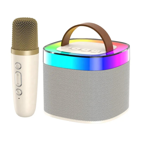 Viatel Creatieve Rgb Kleurrijke Verlichting Mini Karaoke Draagbare Draadloze Bluetooth Speaker Met Microfoon Outdoor Stereo Subwoofer